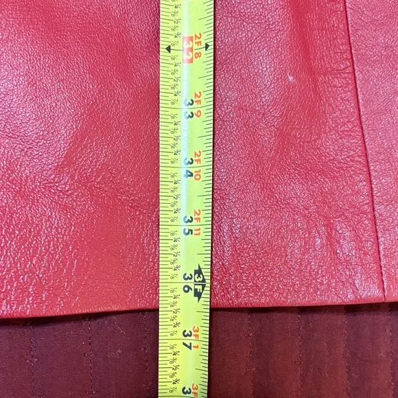 Vintage Women’s Newport News 100% Red Leather Trench Coat /Leopard Lining Sz L - Picture 7 of 11